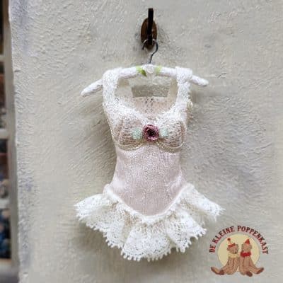 Handgemaakt corset van zijde met katoenen kant - 1:12