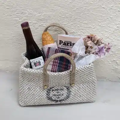 Gevulde miniatuur Franse markttas voor poppenhuis – 1:12