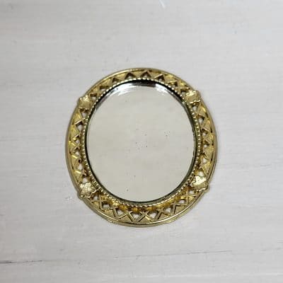 Sierlijke ronde gouden spiegel voor poppenhuis - 1:12